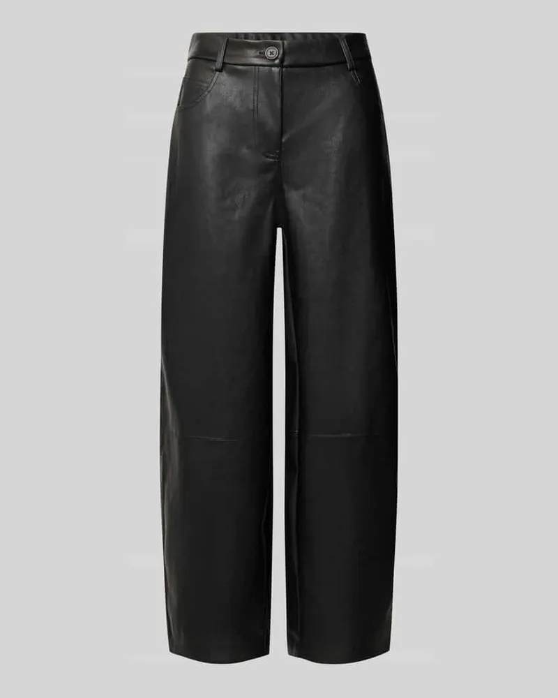 OPUS Kunstlederhose mit Gürtelschlaufen Black