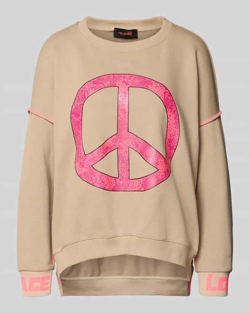 Miss Goodlife Oversized Sweatshirt mit gerippten Abschlüssen Sand
