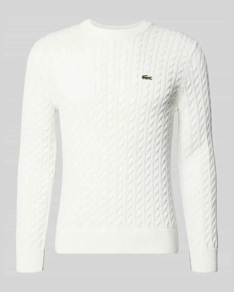 Lacoste Regular Fit Strickpullover aus Baumwoll-Mix Offwhite