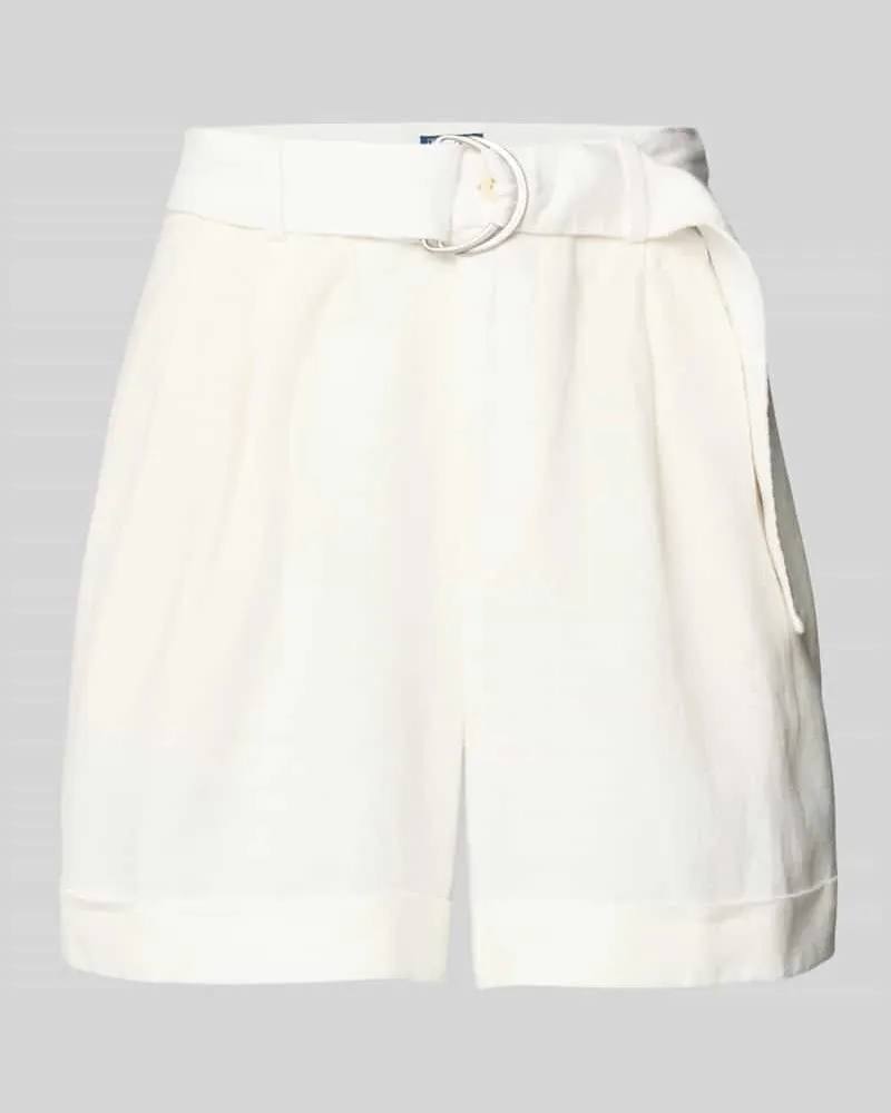 Ralph Lauren Bermudas aus Leinen mit Gürtel Weiss