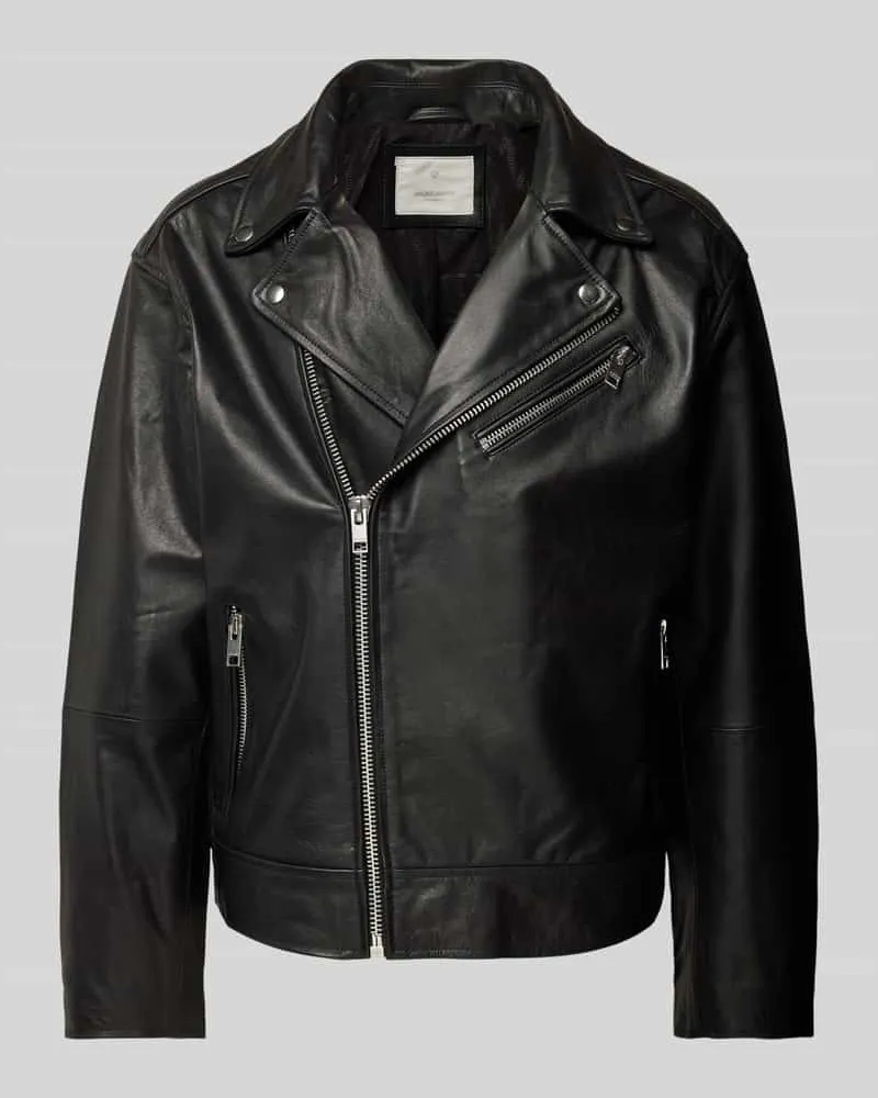 Jack & Jones Bikerjacke mit Reißverschlusstaschen Modell 'VINCE Black