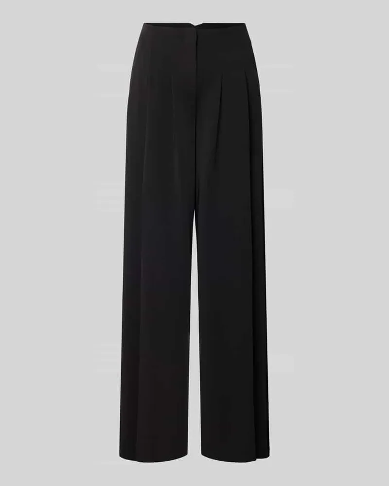 JAKE*S Stoffhose mit weitem Bein und gelegten Falten Black