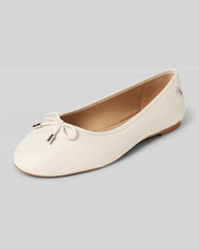 Ralph Lauren Lederballerinas mit Zierschleife Modell 'JAYNA Weiss