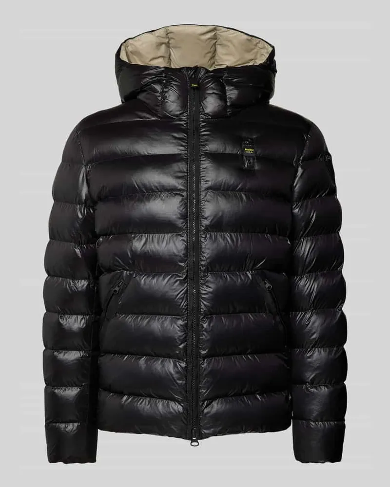 Blauer Regular Fit Steppjacke mit Kapuze Modell 'ADAMS Black