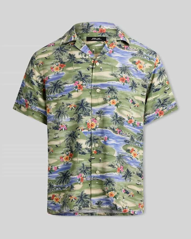 Ralph Lauren Kurzarm Freizeithemd mit Allover-Print Hellgruen
