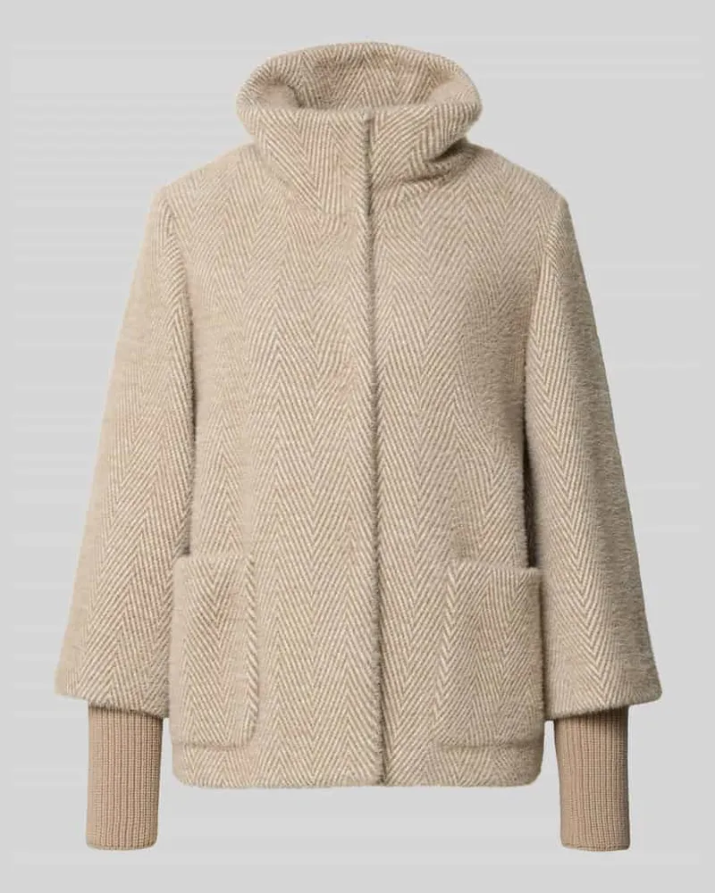 S.Oliver Regular Teddy- / Webpelzjacke mit Stehkragen Beige