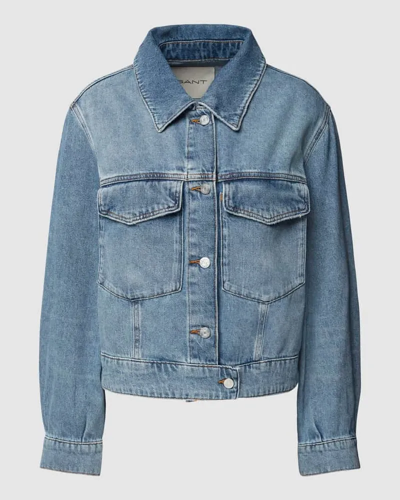 Gant Cropped Jeansjacke mit Brusttaschen Blau