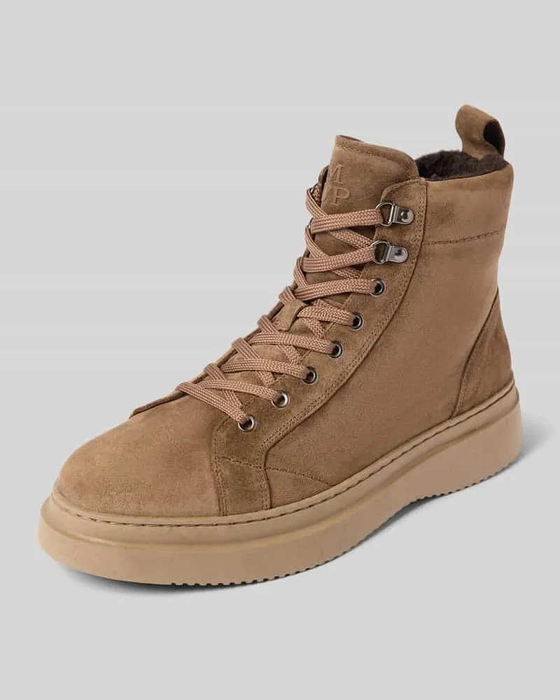 Marc O'Polo Schnürstiefel aus Veloursleder Modell 'ALGOT Taupe