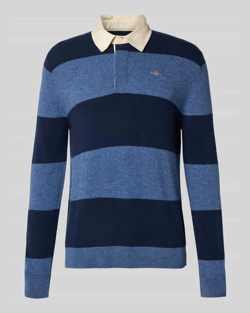 Gant Strickpullover mit Label-Stitching Dunkelblau