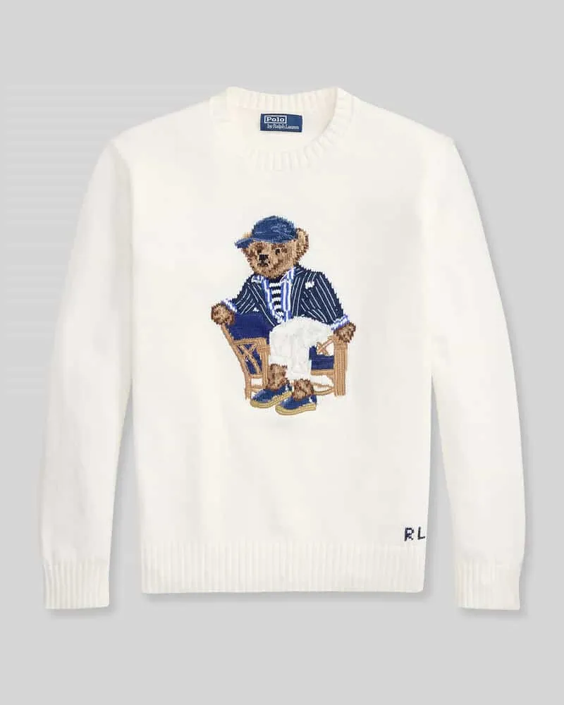 Ralph Lauren Regular Fit Pullover mit Polo-Bear-Stitching Weiss