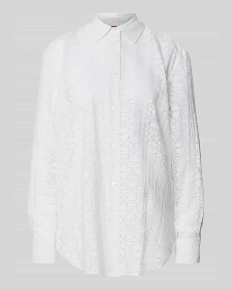 HUGO BOSS Oversized Bluse aus Viskose-Mix Modell 'THE OVERSIZE SHIRT Weiss