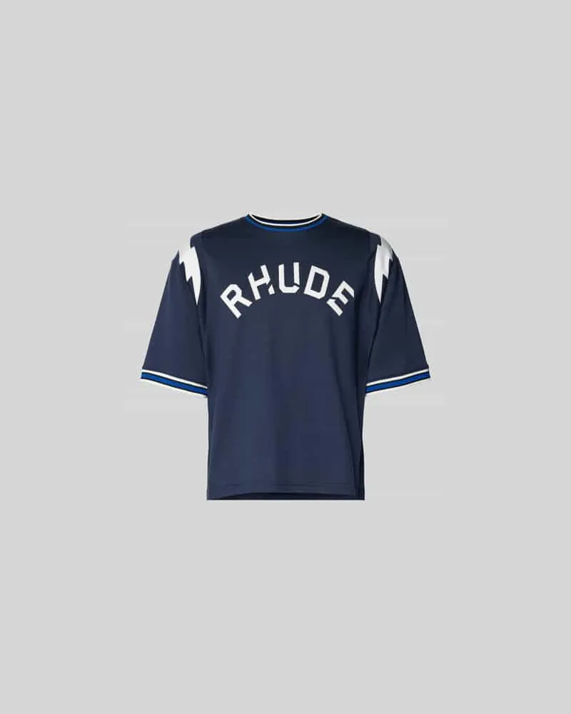 RHUDE Relaxed Fit T-Shirt mit Logo-Print Marine