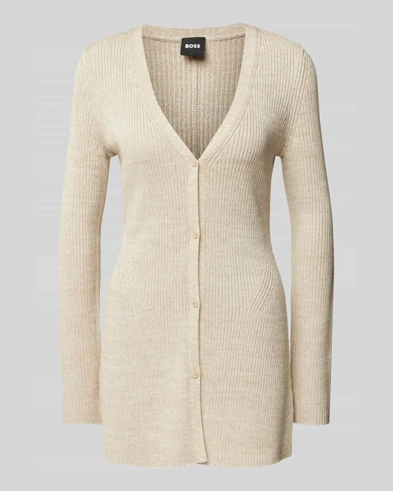 HUGO BOSS Cardigan mit Knopfleiste Modell 'Fanoma Beige