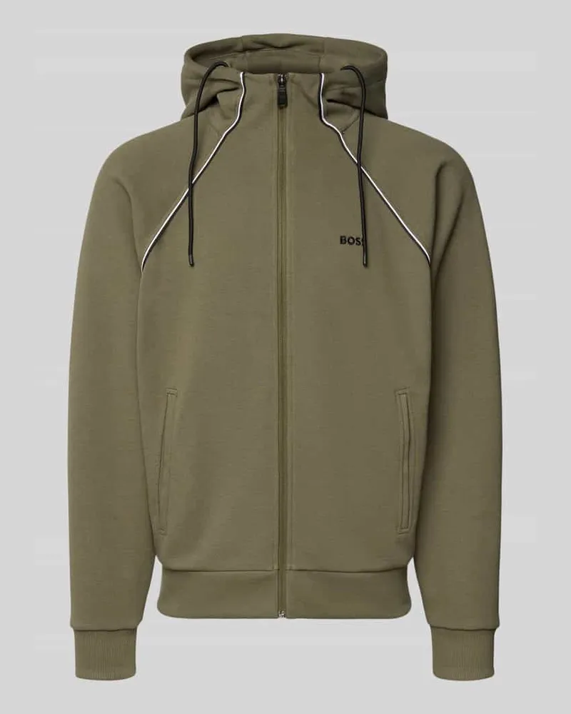 HUGO BOSS Regular Fit Sweatjacke aus Baumwoll-Mix Dunkelgruen