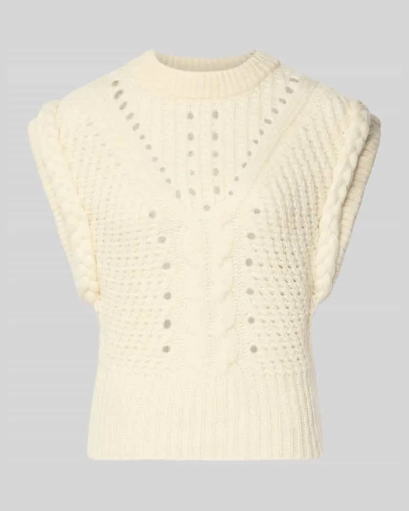 HUGO BOSS Regular Fit Pullunder aus Woll-Mix Modell 'FASTINA Offwhite
