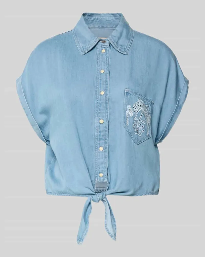 Guess Jeansbluse mit Brusttasche Modell 'AMBRA Hellblau