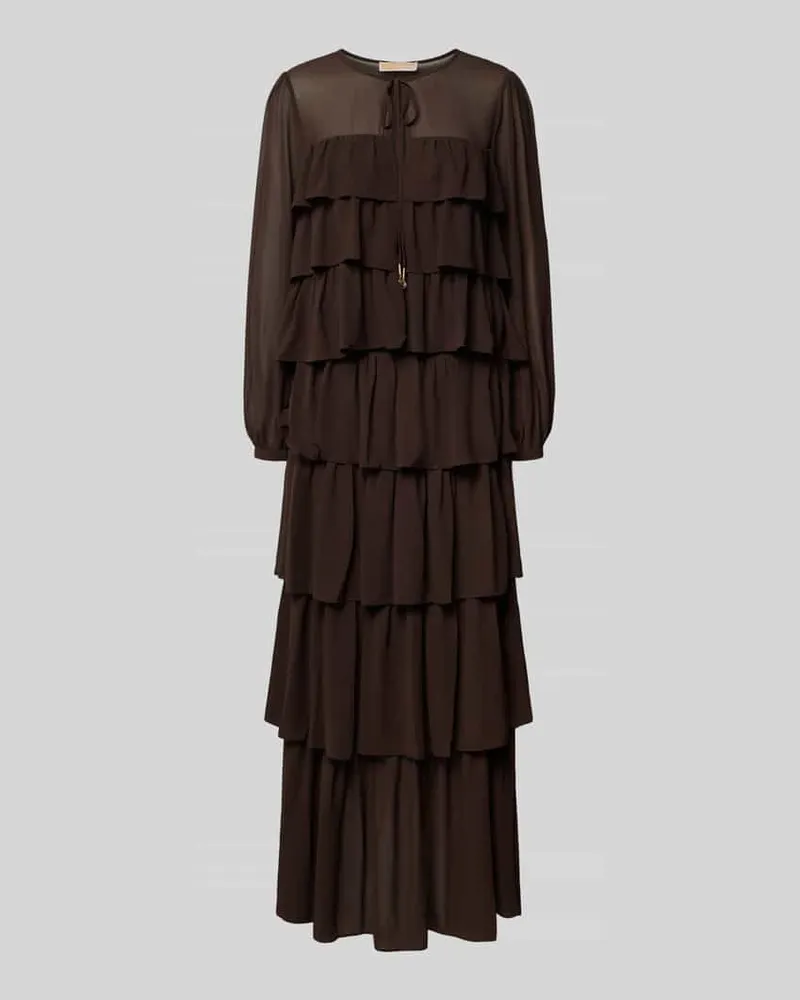 Michael Kors Maxikleid im Stufen-Look mit Schnürung Schoko