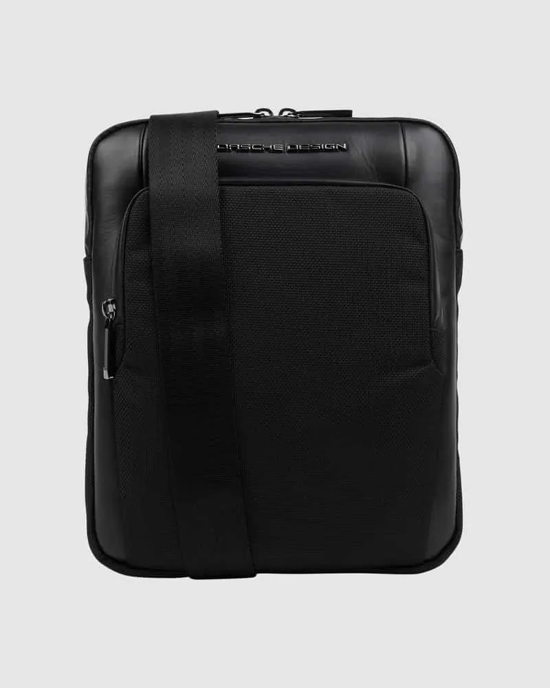 Porsche Design Umhängetasche aus Leder und Textil Black