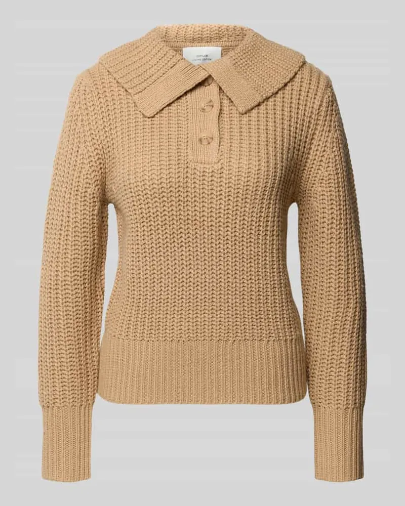 OPUS Strickpullover mit gerippten Abschlüssen Modell 'Proyer Camel