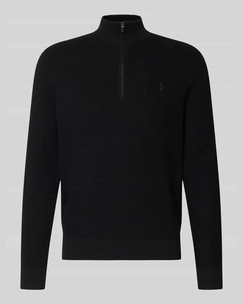 Ralph Lauren Regular Fit Troyer aus Baumwoll-Mix mit Logo-Stitching Black