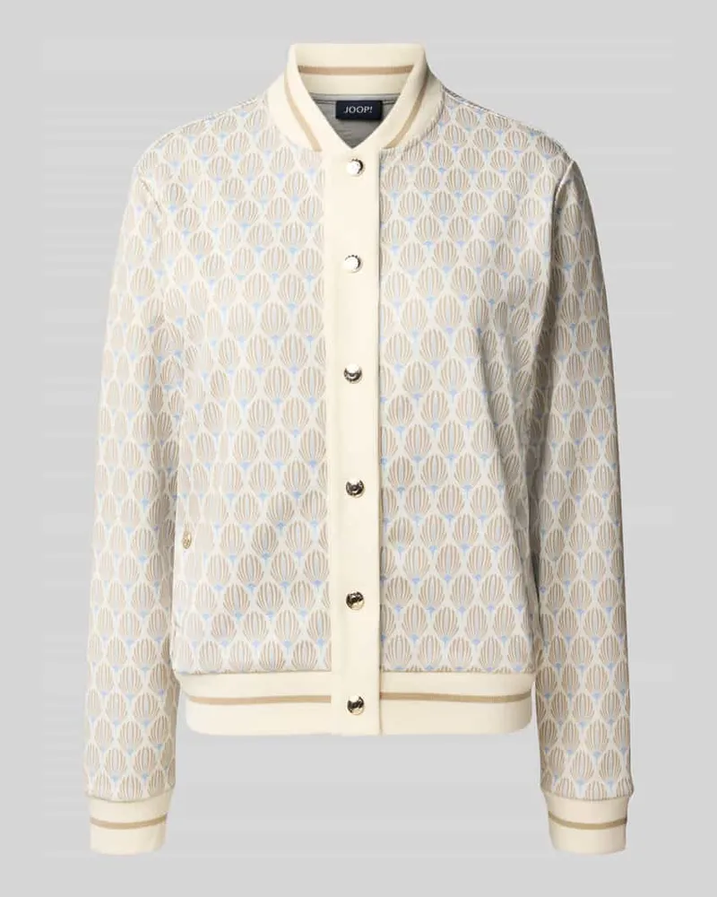 JOOP! Sweatjacke mit Stehkragen und Knopfleiste Offwhite