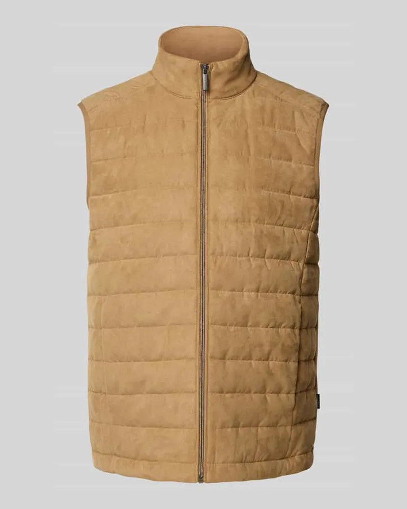 Bugatti Regular Fit Steppweste mit Stehkragen Beige