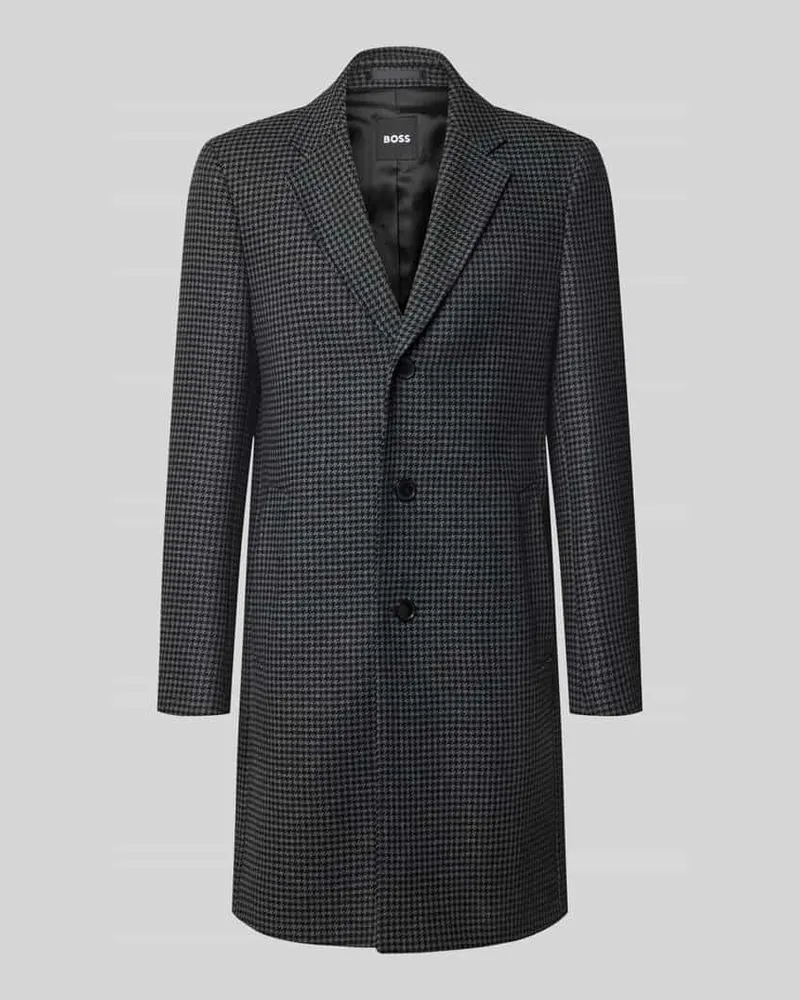 HUGO BOSS Regular Fit Wollmantel mit Allover-Muster Modell 'H-Hyde-Bib-E-264 Black