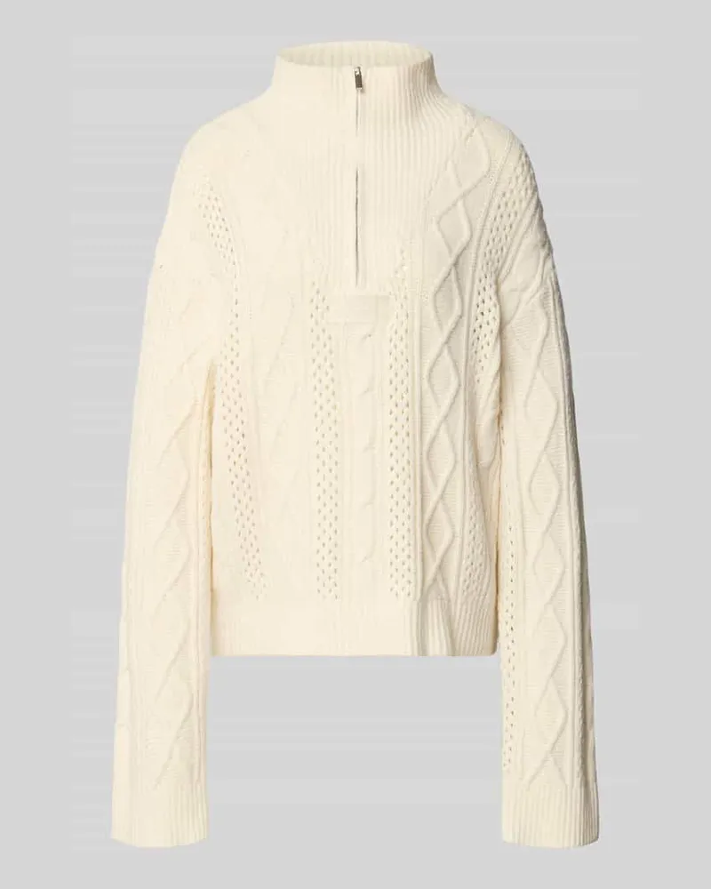 OH APRIL Strickpullover mit Reißverschluss Modell 'Nevi Offwhite