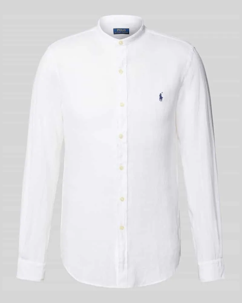 Ralph Lauren Slim Fit Leinenhemd mit Stehkragen Beige