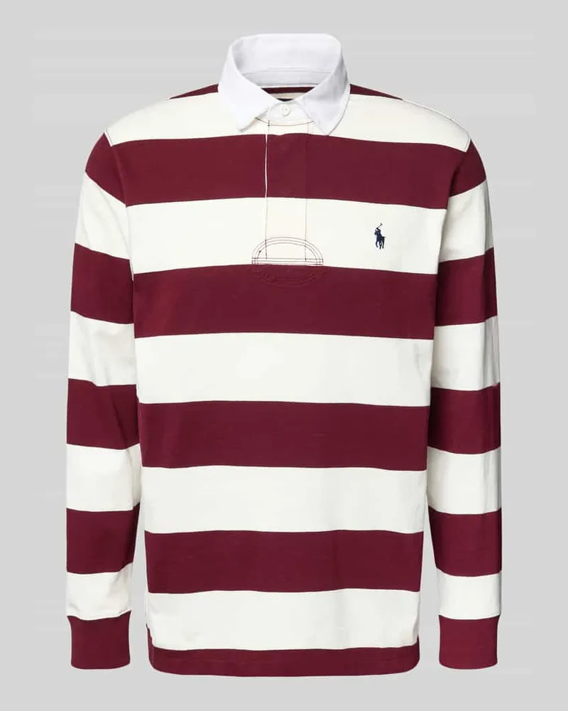 Ralph Lauren Sweatshirt mit Polokragen und Label-Stitching Dunkelrot