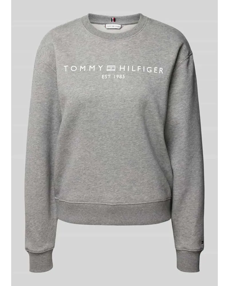 Tommy Hilfiger Sweatshirt mit Label-Print Hellgrau