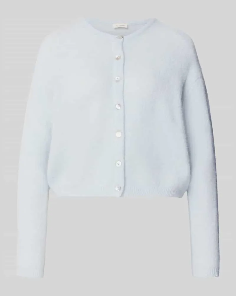 American Vintage Relaxed Fit Strickjacke aus Woll-Mix mit Leinen-Anteil Hellblau