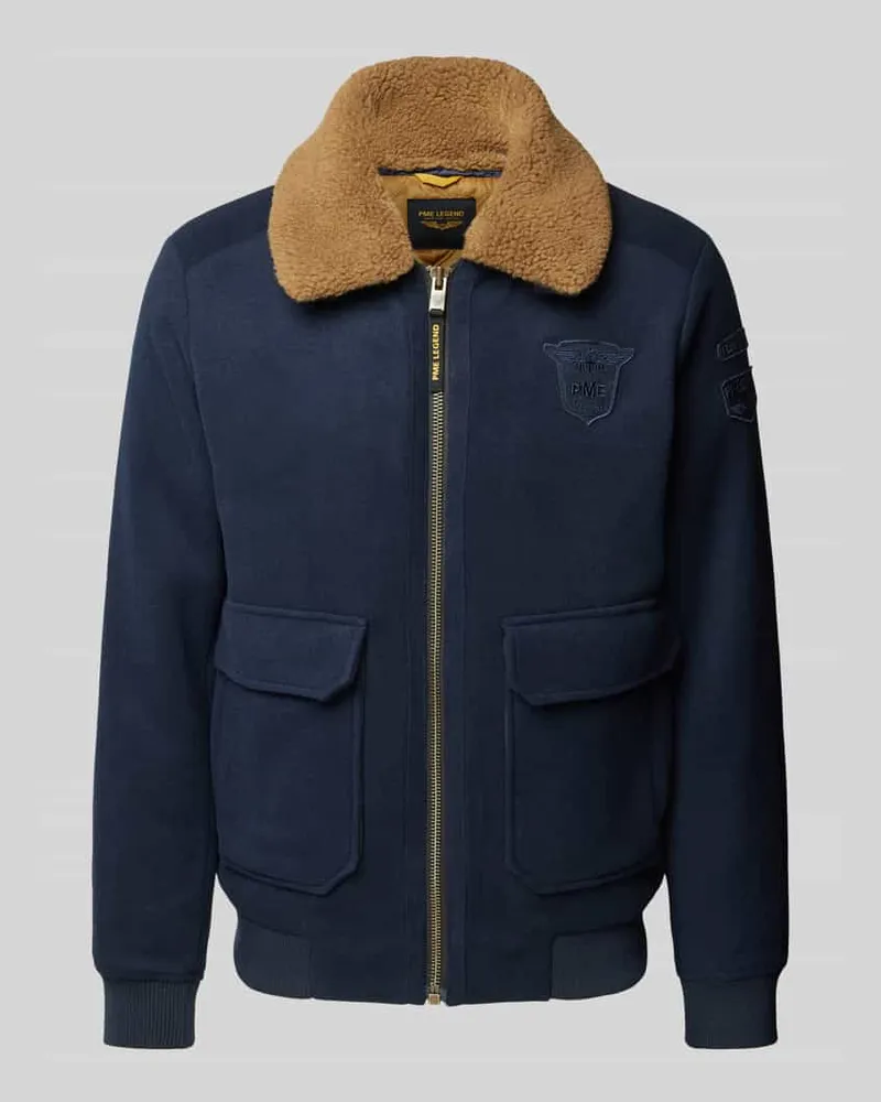 PME Legend Jacke mit Woll-Anteil und Label-Patch Marine