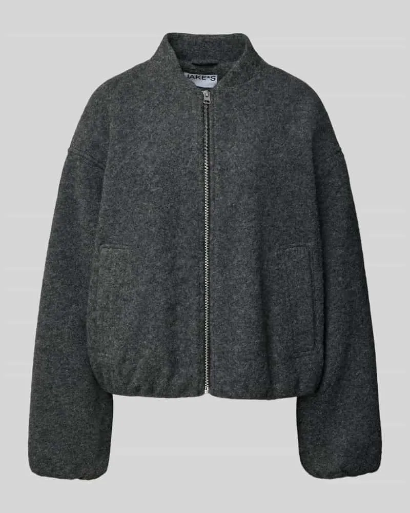 JAKE*S Bomberjacke mit Stehkragen Mittelgrau