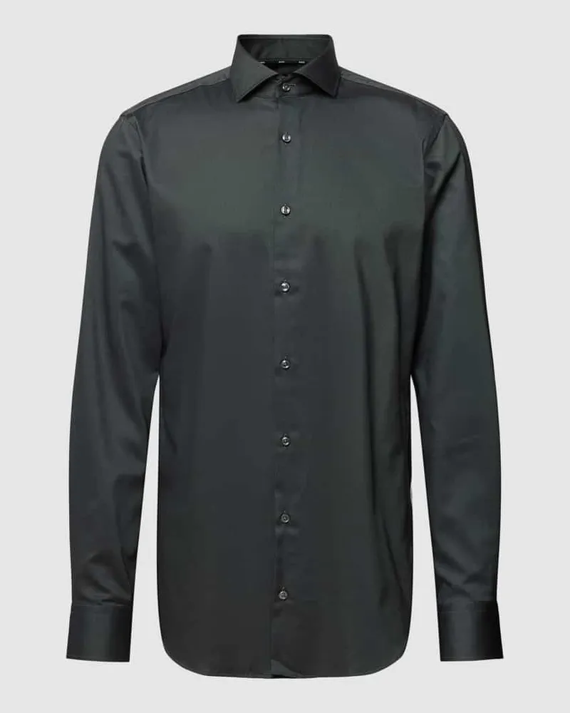 HUGO BOSS Regular Fit Businesshemd aus Twill mit extra langem Arm Anthrazit