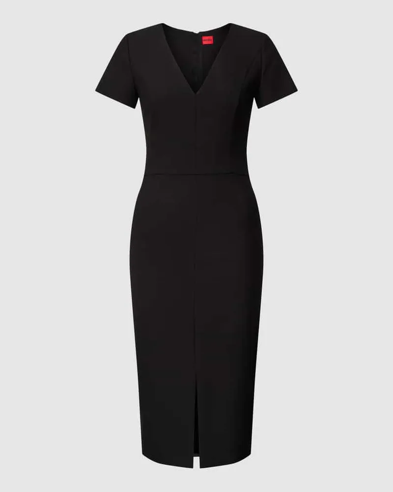 HUGO BOSS Etuikleid mit V-Ausschnitt Modell 'Kalamara Black