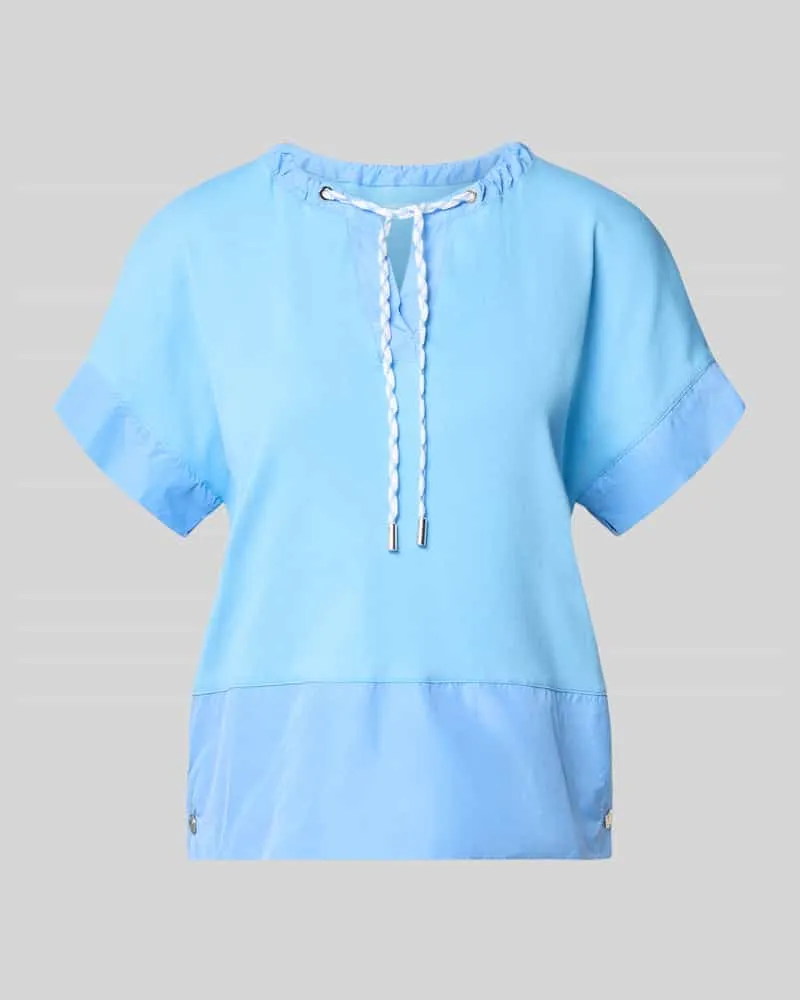 Marc Cain T-Shirt mit Tunikakragen und Kordelzug Sky