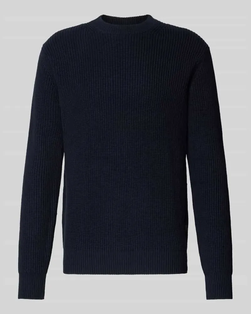 Replay Strickpullover mit gerippten Abschlüssen Marine