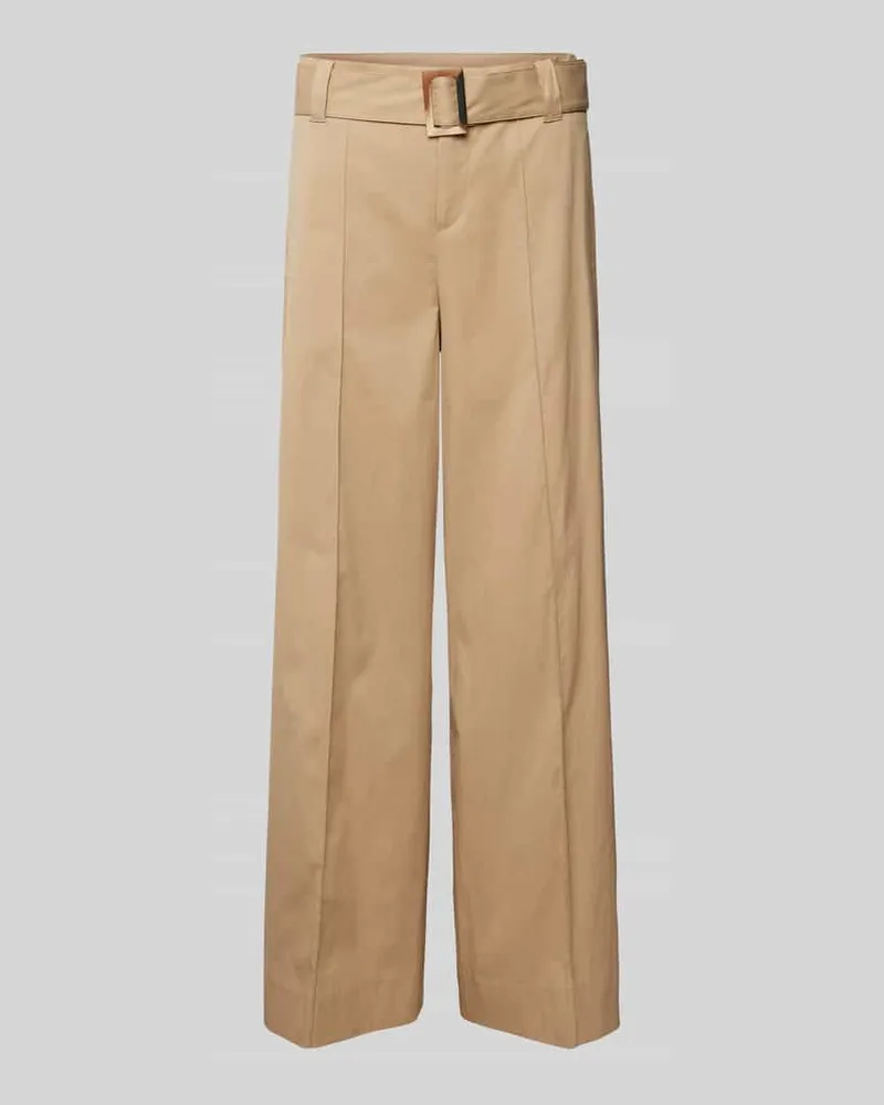 MAC Jeans Wide Leg Stoffhose mit fixierten Bügelfalten Modell 'CARLETTA Beige