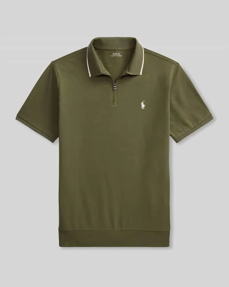 Ralph Lauren Regular Fit Poloshirt aus Baumwoll-Mix mit Reißverschluss Oliv