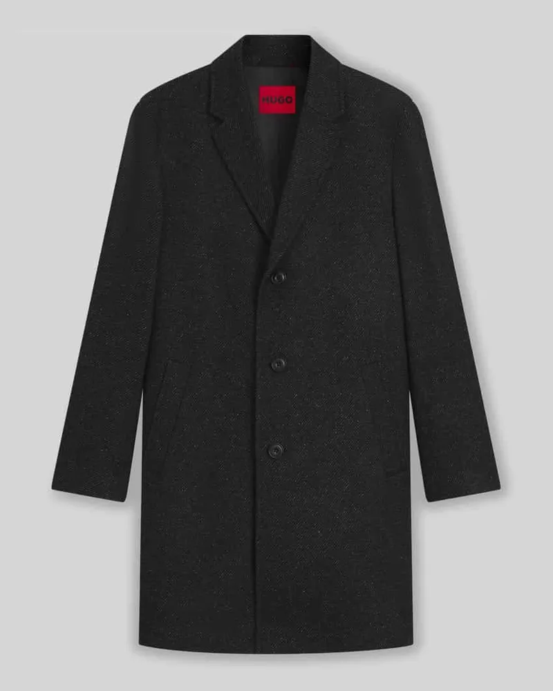 HUGO BOSS Regular Fit Wollmantel aus Twill Modell 'MALTE2541 Black