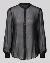 Armani Exchange Bluse aus Viskose mit Mao-Kragen Black