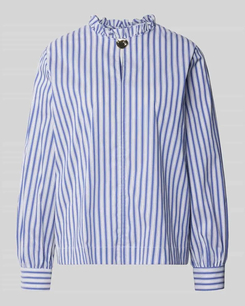 Rich&Royal Regular Fit Bluse mit Stehkragen und Rüschen Marine
