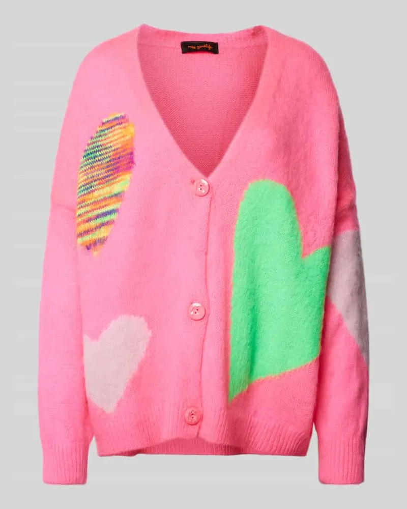 Miss Goodlife Oversized Strickjacke aus Woll-Alpakamischung mit Knopfleiste Pink