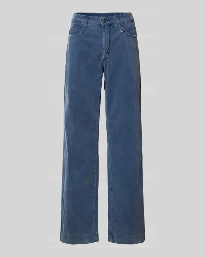 MAC Jeans Cordhose mit weitem Bein und Eingrifftaschen Blau