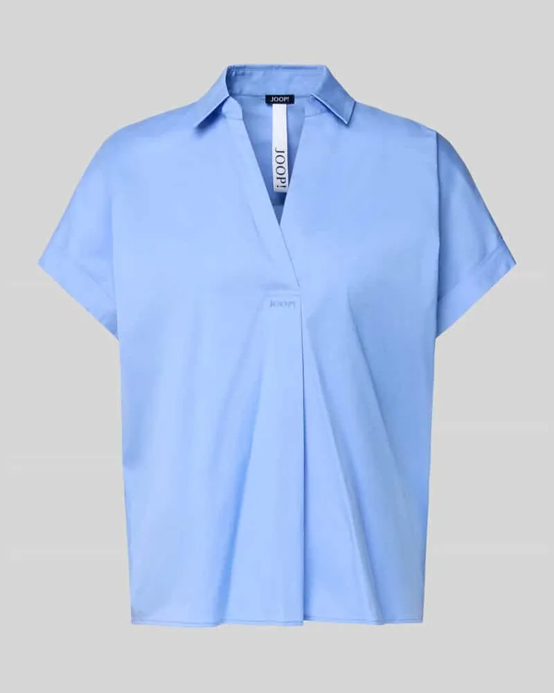 JOOP! Regular Fit Bluse mit V-Ausschnitt Modell 'Basilia Blau