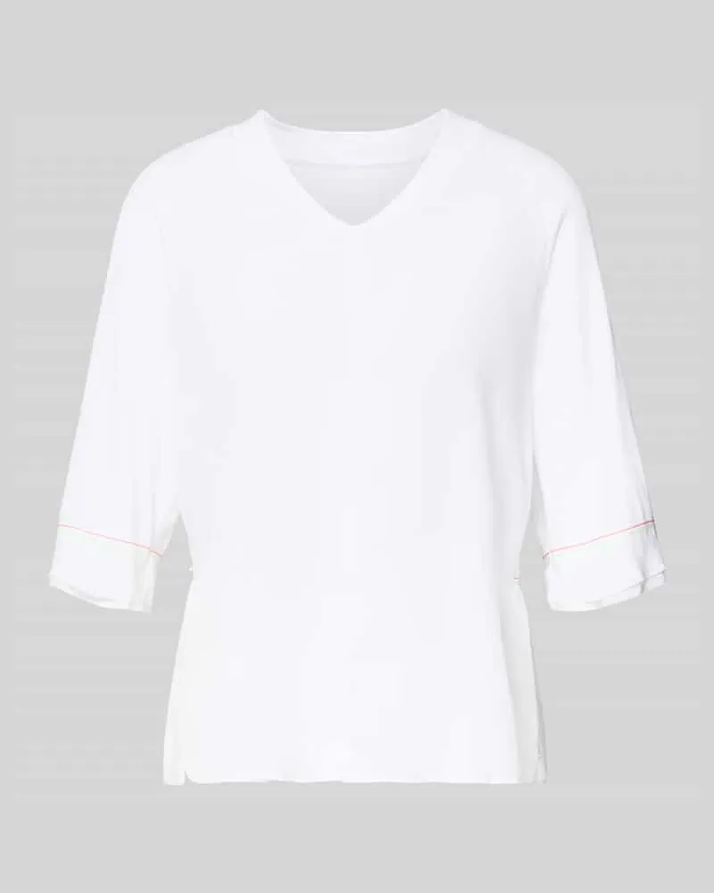 Marc Cain T-Shirt mit V-Ausschnitt und 3/4-Arm Weiss
