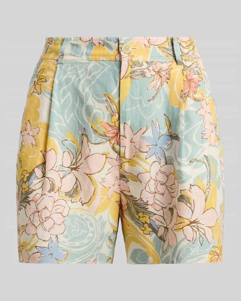 Ralph Lauren Shorts mit Allover-Muster aus reinem Leinen Hellblau