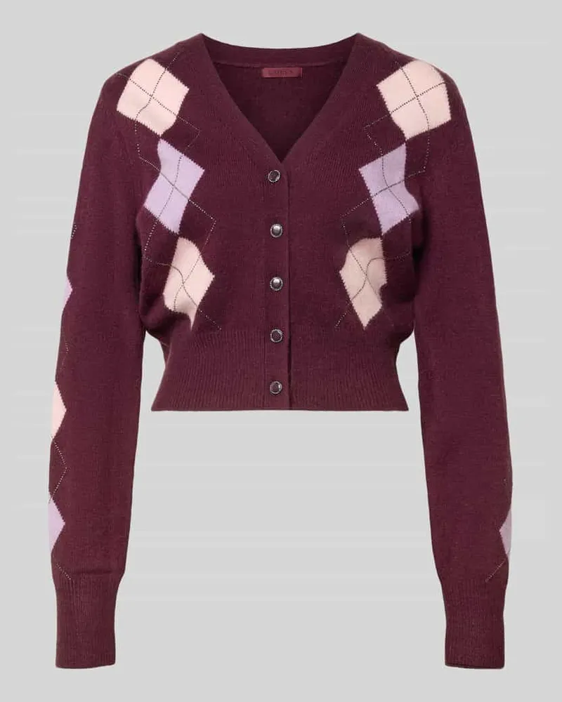 Guess Regular Fit Strickjacke aus Baumwoll-Mix Modell 'GRACIE Bordeaux