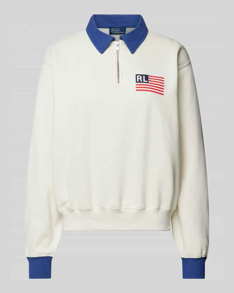 Ralph Lauren Oversized Troyer mit Label-Print Weiss